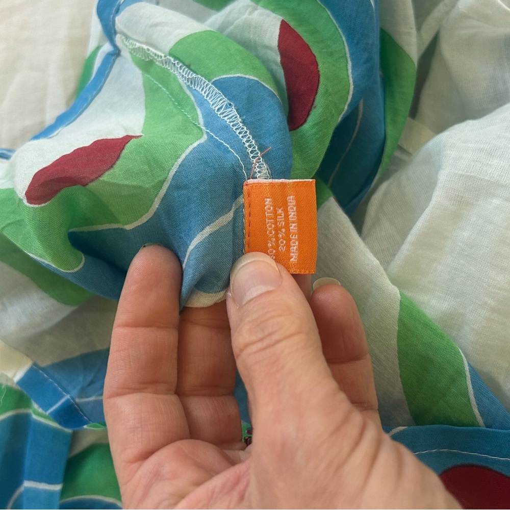 Oliphant Noveau Dress with Retro Swirl Pattern and Balloon Sleeves- Small - Picture 7 of 9